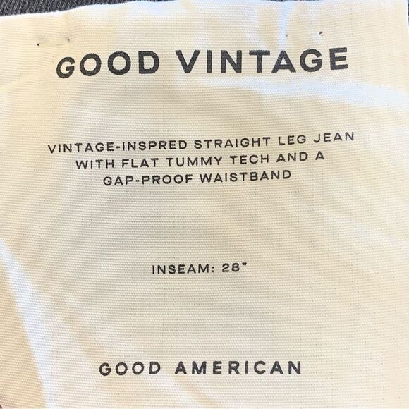 Good American Good Vintage Fold Over Waist Black Jeans Size 10 - Picture 7 of 13